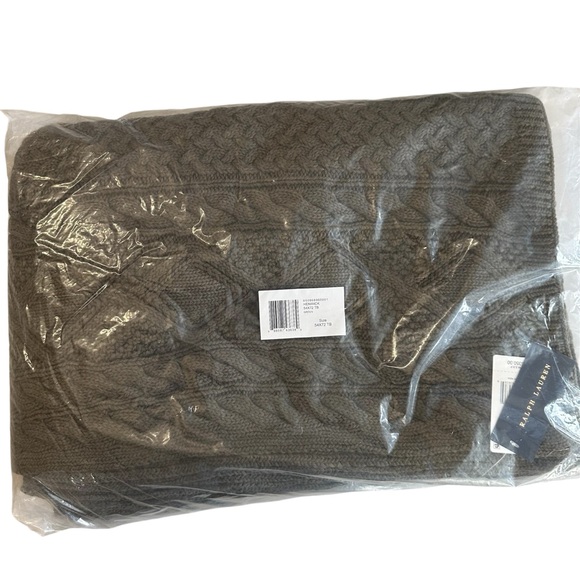 Ralph Lauren Henwick Green Cotton Cable Knit Throw Blanket Sz 54x72 NWT